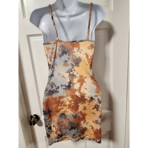 Shein Womens Cami Dress Multicolor Tie Dye Spaghetti Strap Cowl Neck L New - Picture 8 of 8